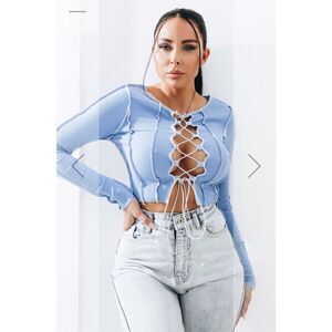 Exposed Seam Lace Up Top